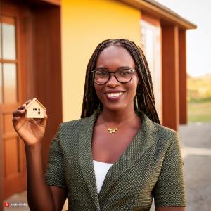 Lady holding a house model; Strathium School Management Software