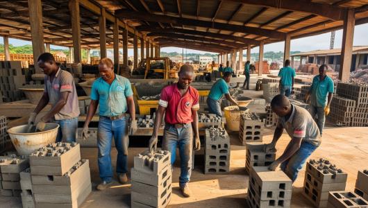 image showing block factory with workers; Strathium