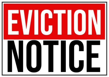 Eviction notice sign board; Strathium School Management Software