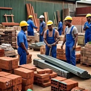 male african workers using building materials; Strathium School Management Software