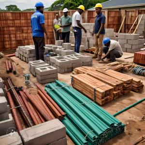 male african workers using building materials; Strathium School Management Software